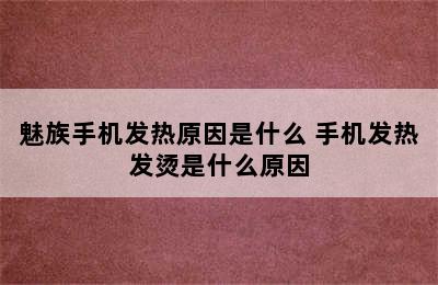 魅族手机发热原因是什么 手机发热发烫是什么原因